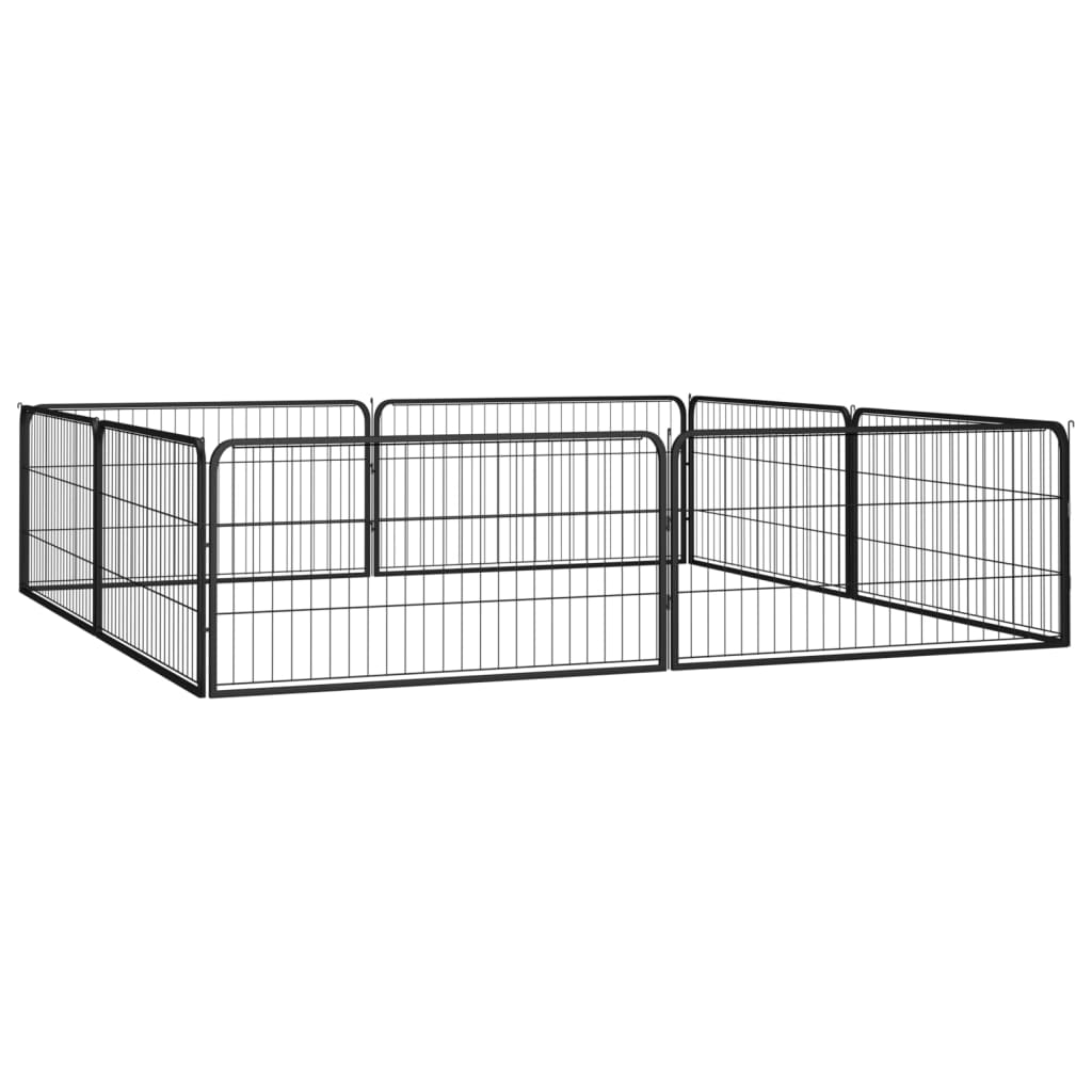 Vidaxl Dog Kennel 8 panneaux 100x50 cm en poudre - en acier noir