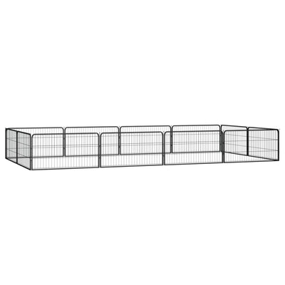 Vidaxl Dog Kennel 12 panneaux 100x50 cm en poudre - en acier noir