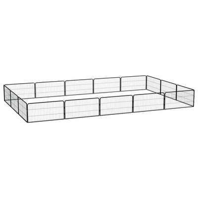 Vidaxl Dog Kennel 16 panneaux 100x50 cm en poudre - en acier noir