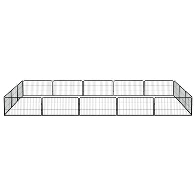 Vidaxl Dog Kennel 16 panneaux 100x50 cm en poudre - en acier noir