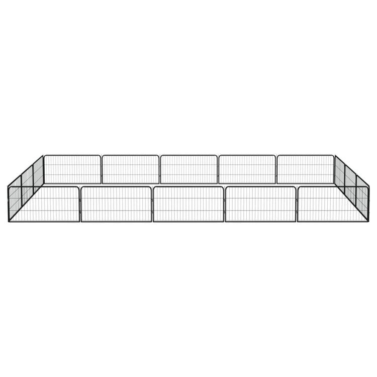 Vidaxl Dog Kennel 16 panneaux 100x50 cm en poudre - en acier noir