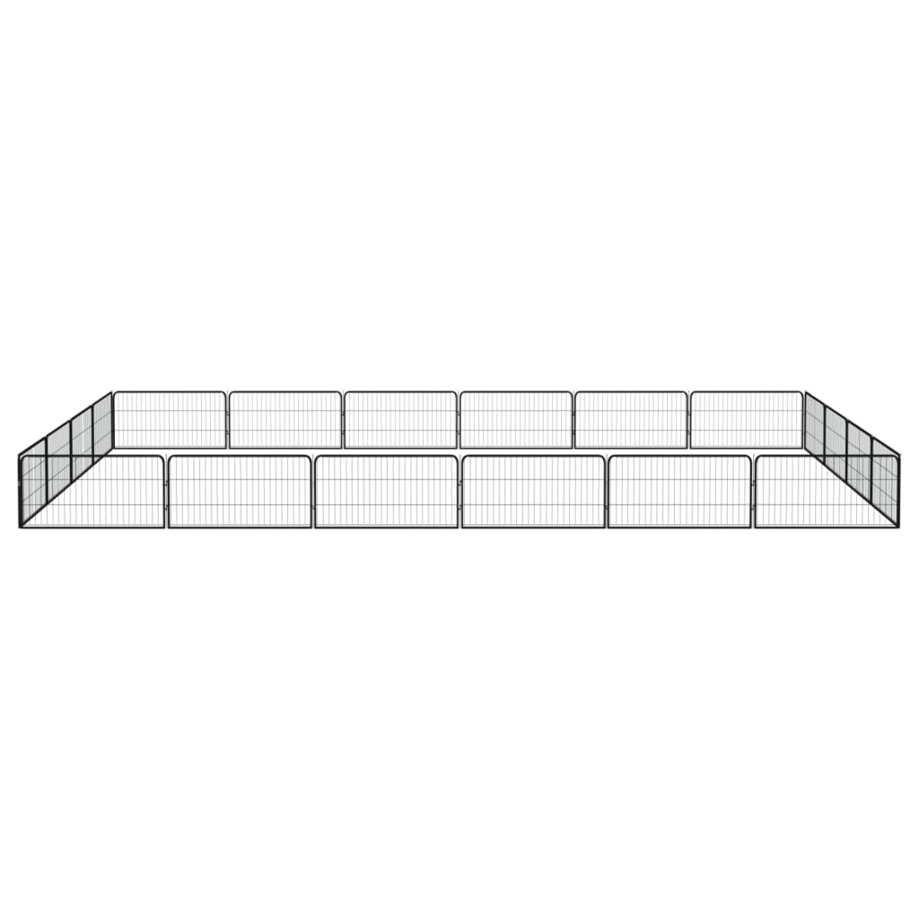 Vidaxl Dog Kennel 20 panneaux 100x50 cm en poudre - en acier noir