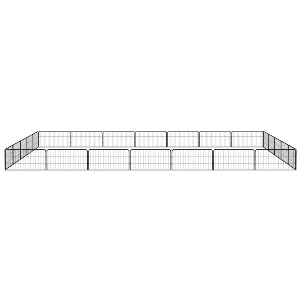 Vidaxl Dog Kennel 24 panneaux 100x50 cm en poudre - en acier noir