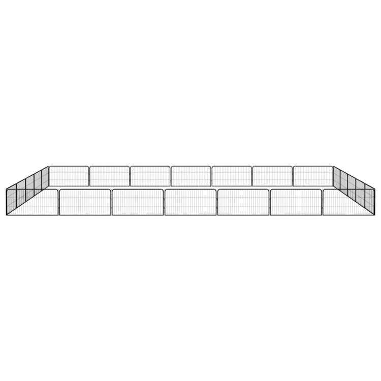 Vidaxl Dog Kennel 24 panneaux 100x50 cm en poudre - en acier noir