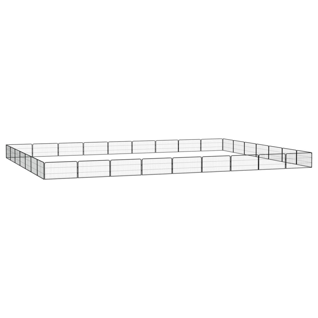 Vidaxl Dog Kennel 32 panneaux 100x50 cm en poudre et en acier recouvert de noir