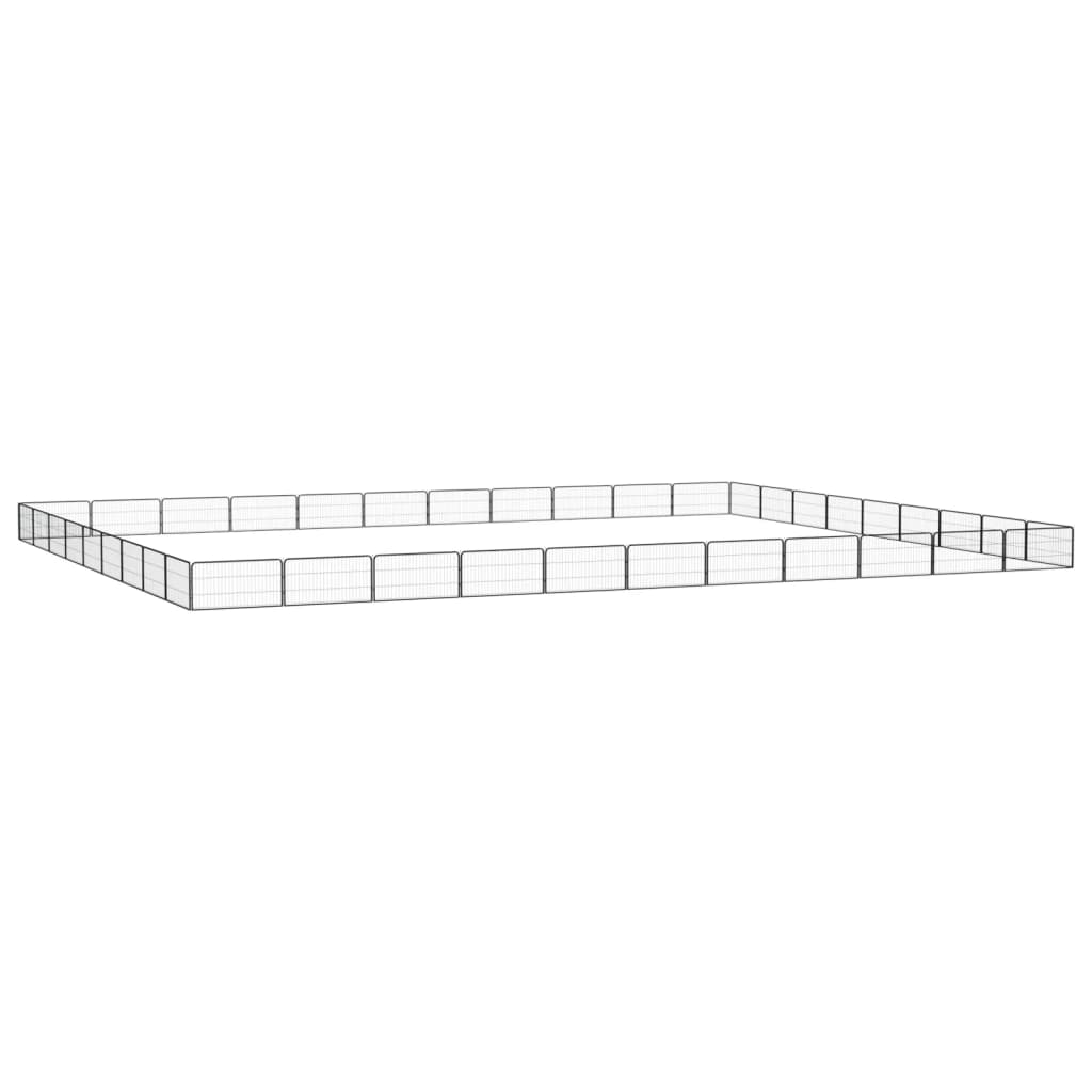 Vidaxl chien Kennel 40 panneaux 100x50 cm en poudre - en acier noir