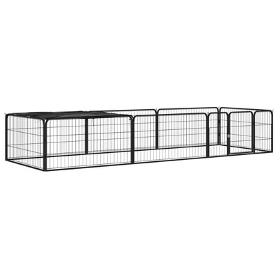 Vidaxl Dog Kennel 8 panneaux 100x50 cm en poudre - en acier noir