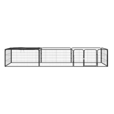 Vidaxl Dog Kennel 8 panneaux 100x50 cm en poudre - en acier noir