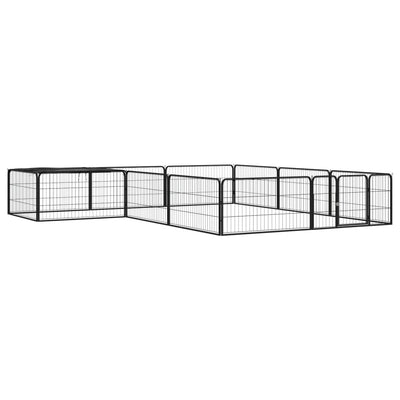 Vidaxl Dog Kennel 12 panneaux 100x50 cm en poudre - en acier noir