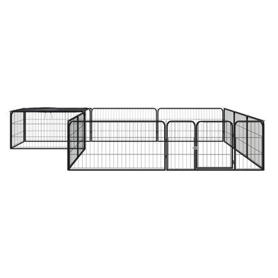 Vidaxl Dog Kennel 12 panneaux 100x50 cm en poudre - en acier noir