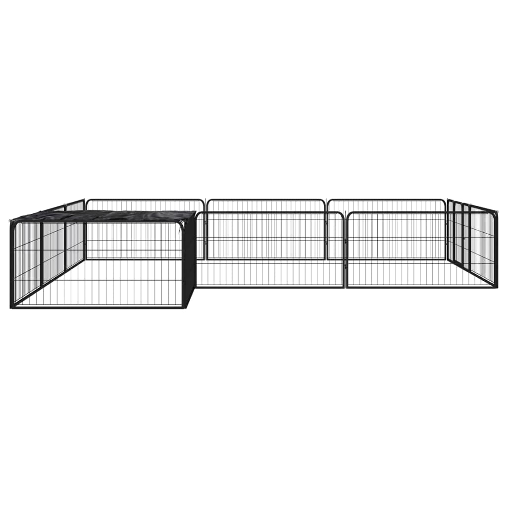 Vidaxl Dog Kennel 12 panneaux 100x50 cm en poudre - en acier noir