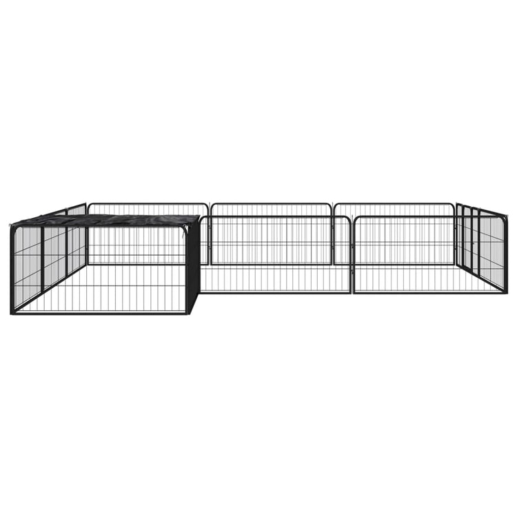 Vidaxl Dog Kennel 12 panneaux 100x50 cm en poudre - en acier noir