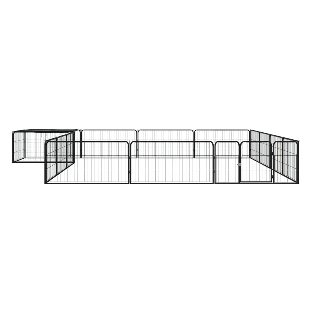 Vidaxl Dog Kennel 16 panneaux 100x50 cm en poudre - en acier noir