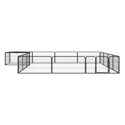 Vidaxl Dog Kennel 16 panneaux 100x50 cm en poudre - en acier noir