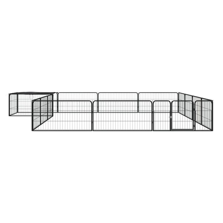 Vidaxl Dog Kennel 16 panneaux 100x50 cm en poudre - en acier noir