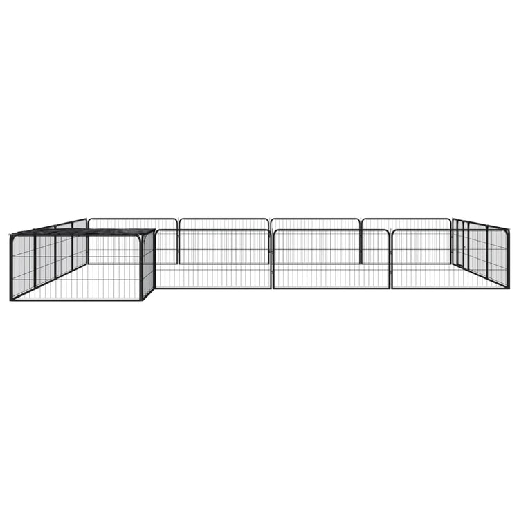 Vidaxl Dog Kennel 16 panneaux 100x50 cm en poudre - en acier noir