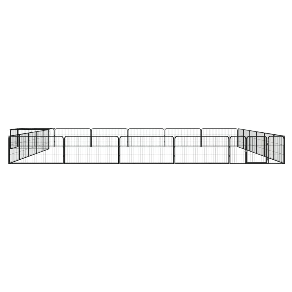 Vidaxl Dog Kennel 24 panneaux 100x50 cm en poudre - en acier noir
