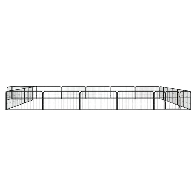 Vidaxl Dog Kennel 24 panneaux 100x50 cm en poudre - en acier noir