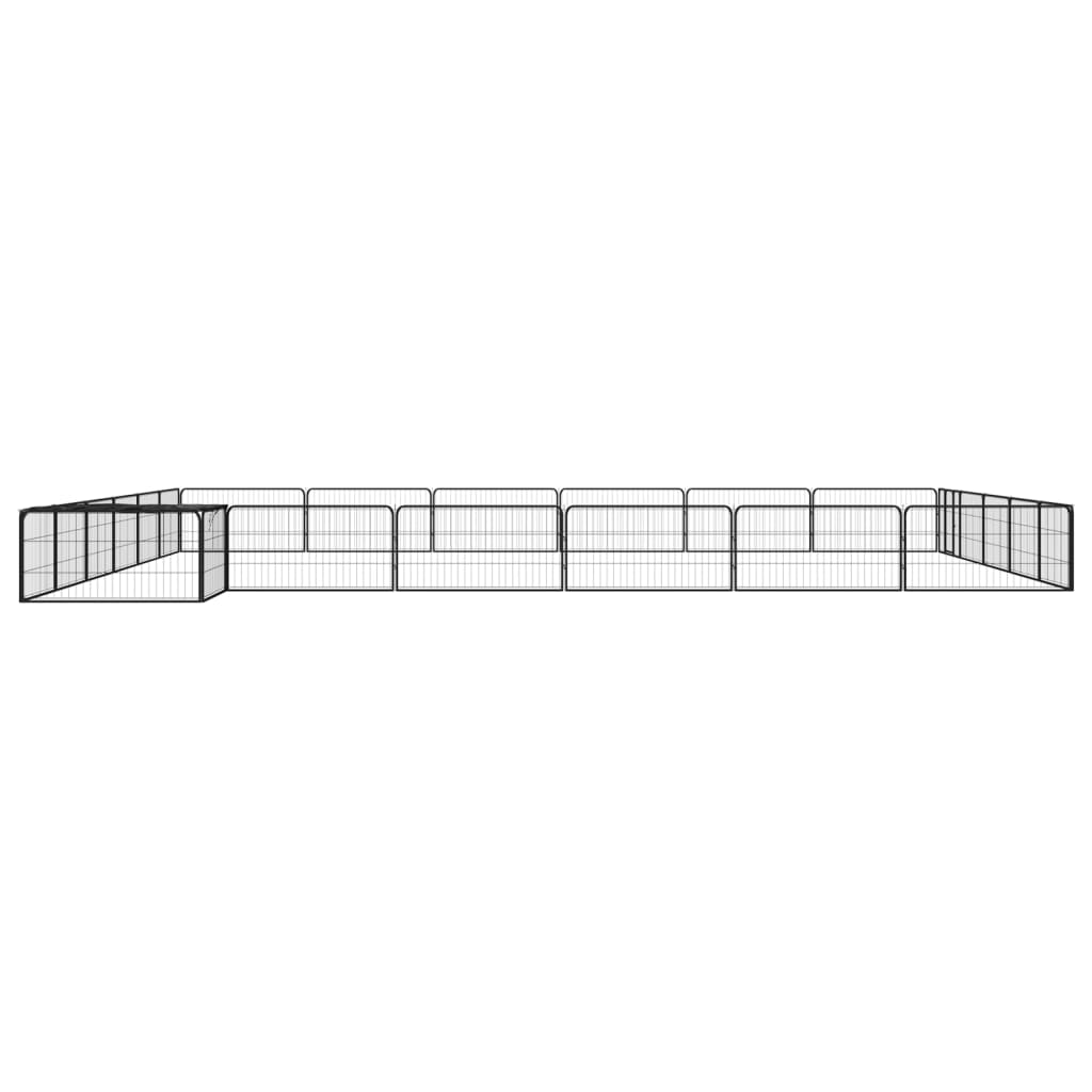 Vidaxl Dog Kennel 24 panneaux 100x50 cm en poudre - en acier noir