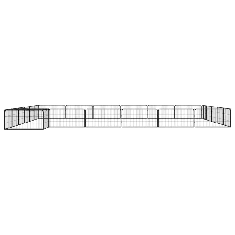 Vidaxl Dog Kennel 24 panneaux 100x50 cm en poudre - en acier noir