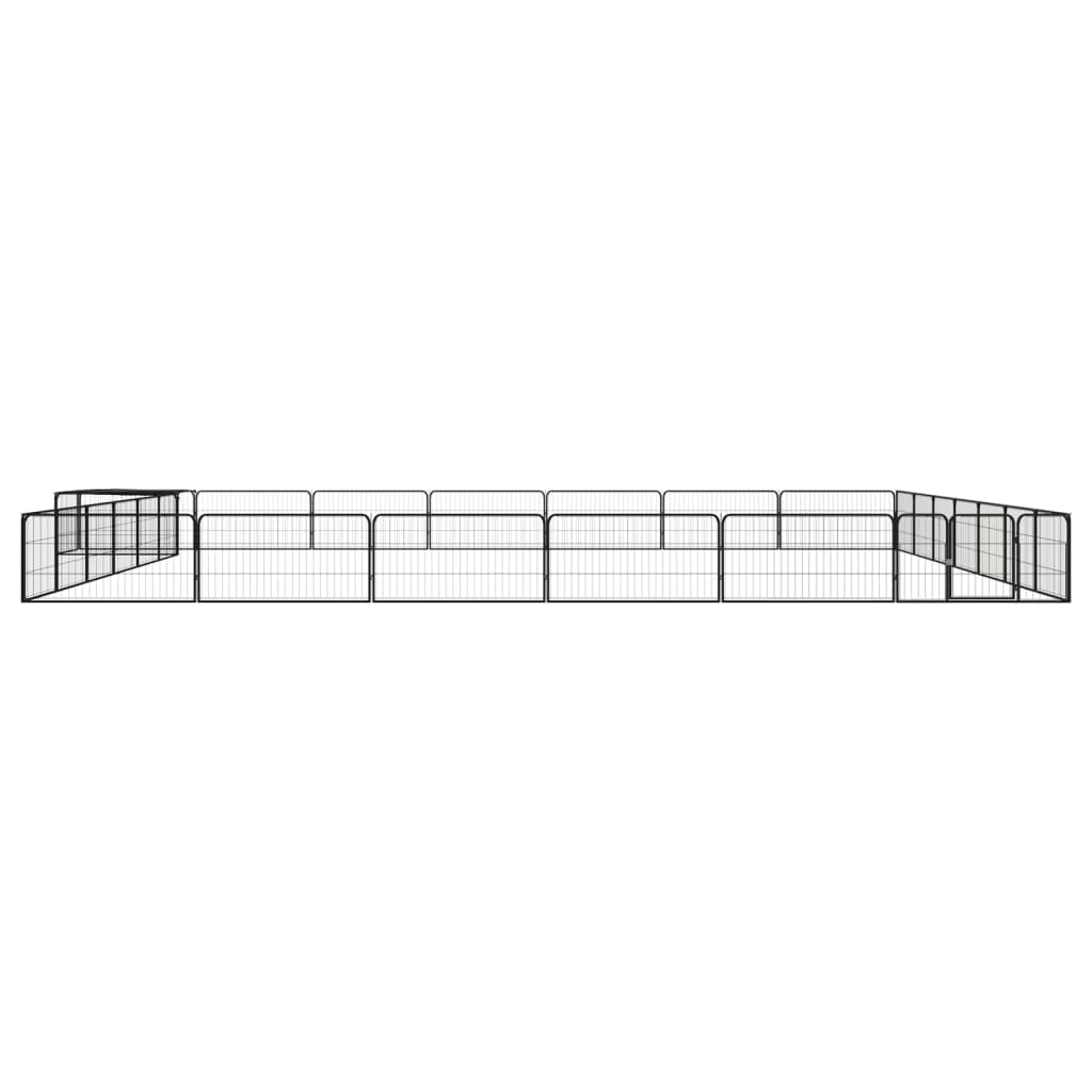Vidaxl Dog Kennel 28 panneaux 100x50 cm en poudre - en acier noir
