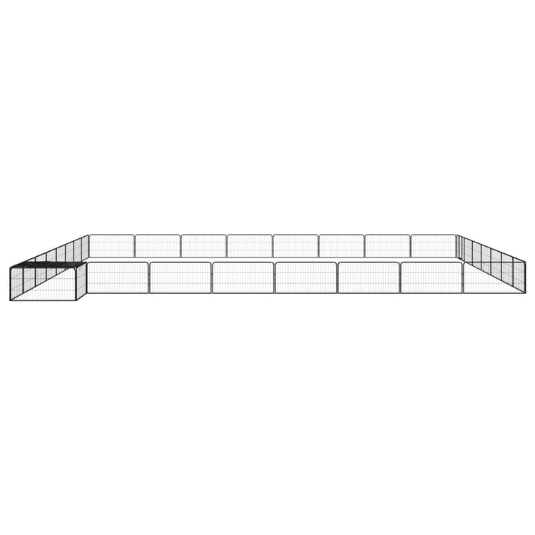 Vidaxl Dog Kennel 32 panneaux 100x50 cm en poudre et en acier recouvert de noir