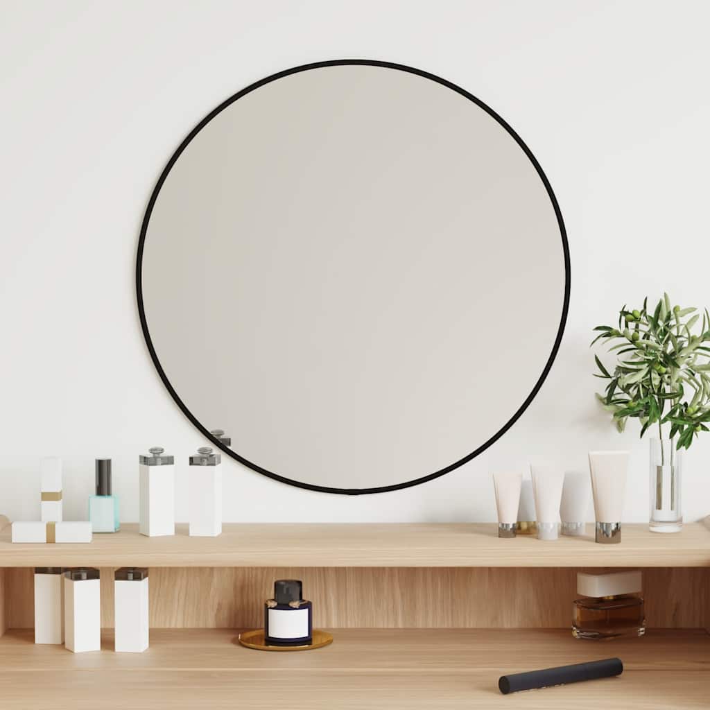 Miroir mural vidaxl rond Ø50 cm noir