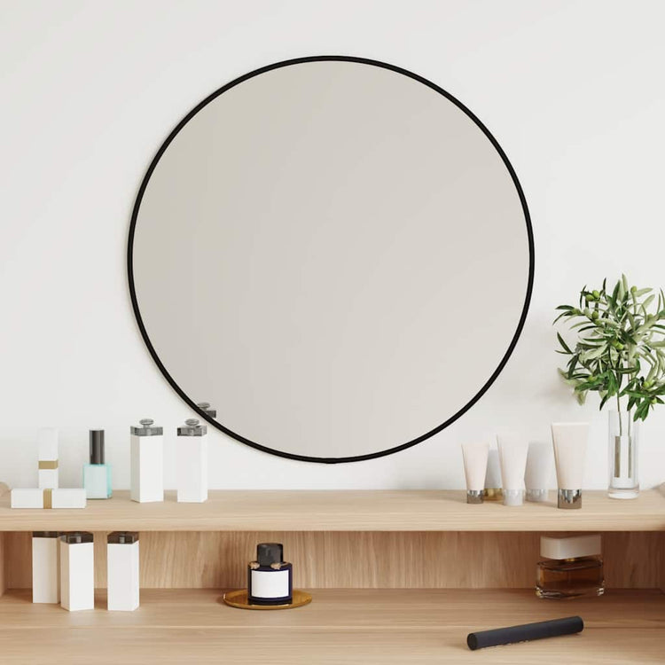Miroir mural vidaxl rond Ø50 cm noir