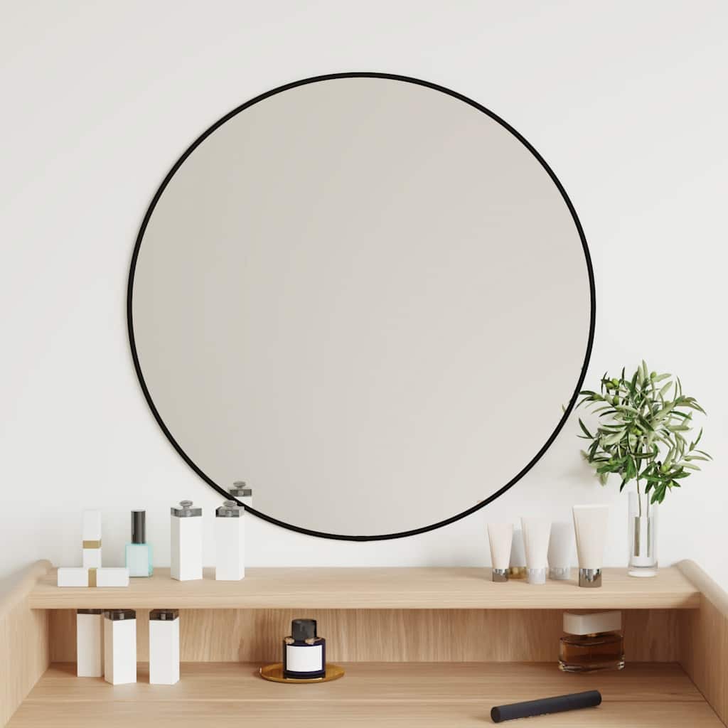 Miroir mural vidaxl rond Ø60 cm noir