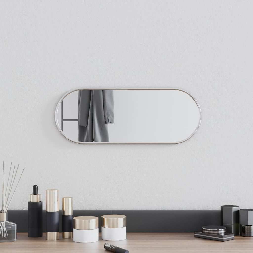 Miroir mural vidaxl 40x15 cm de couleur argentée ovale