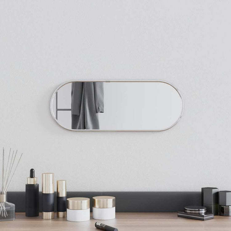 Miroir mural vidaxl 40x15 cm de couleur argentée ovale