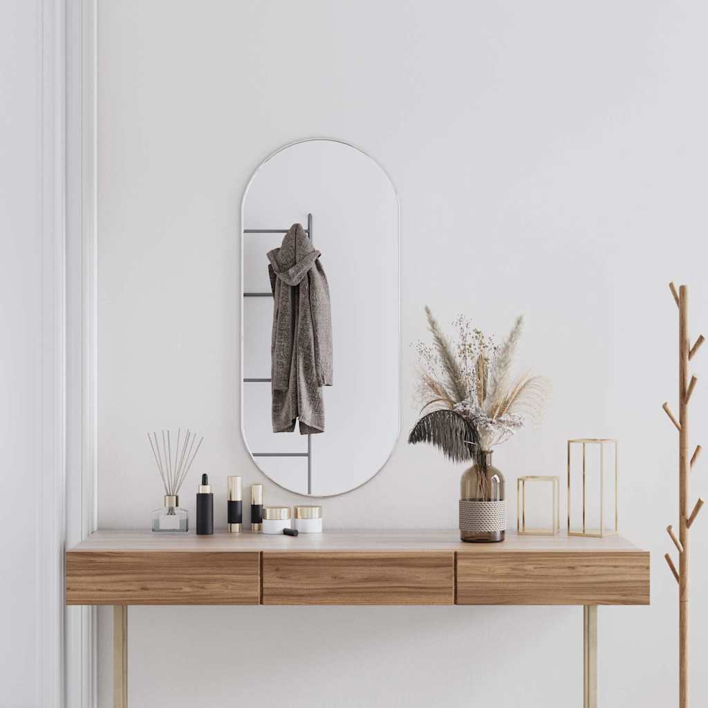 Miroir mural vidaxl 100x45 cm de couleur argentée ovale