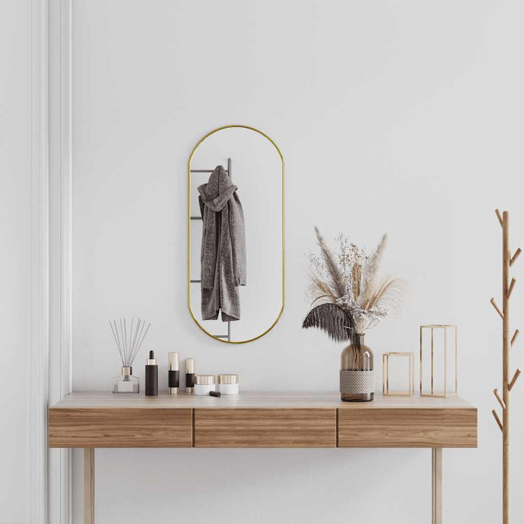 Miroir mural vidaxl 80x35 cm de couleur or ovale