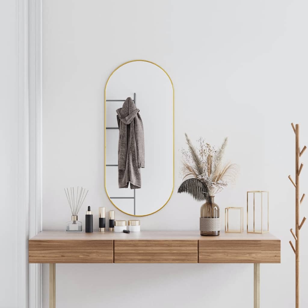 Miroir mural vidaxl 100x45 cm de couleur or ovale