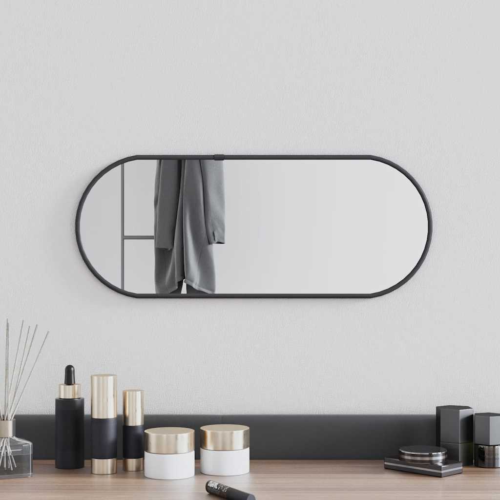 Miroir mural vidaxl 50x20 cm noir ovale