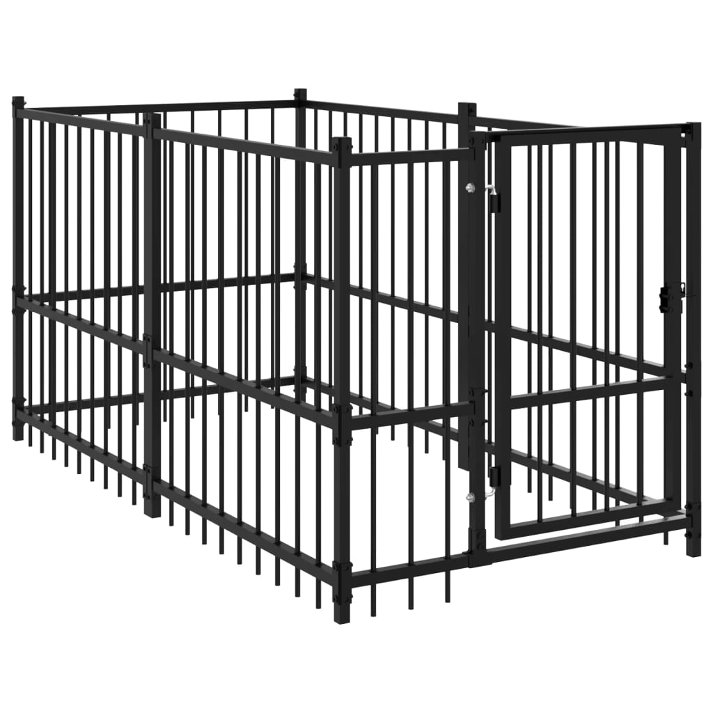 Vidaxl Dog Kennel 193.5x97x100 cm en acier noir