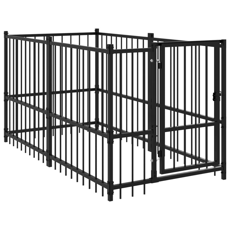 Vidaxl Dog Kennel 193.5x97x100 cm en acier noir