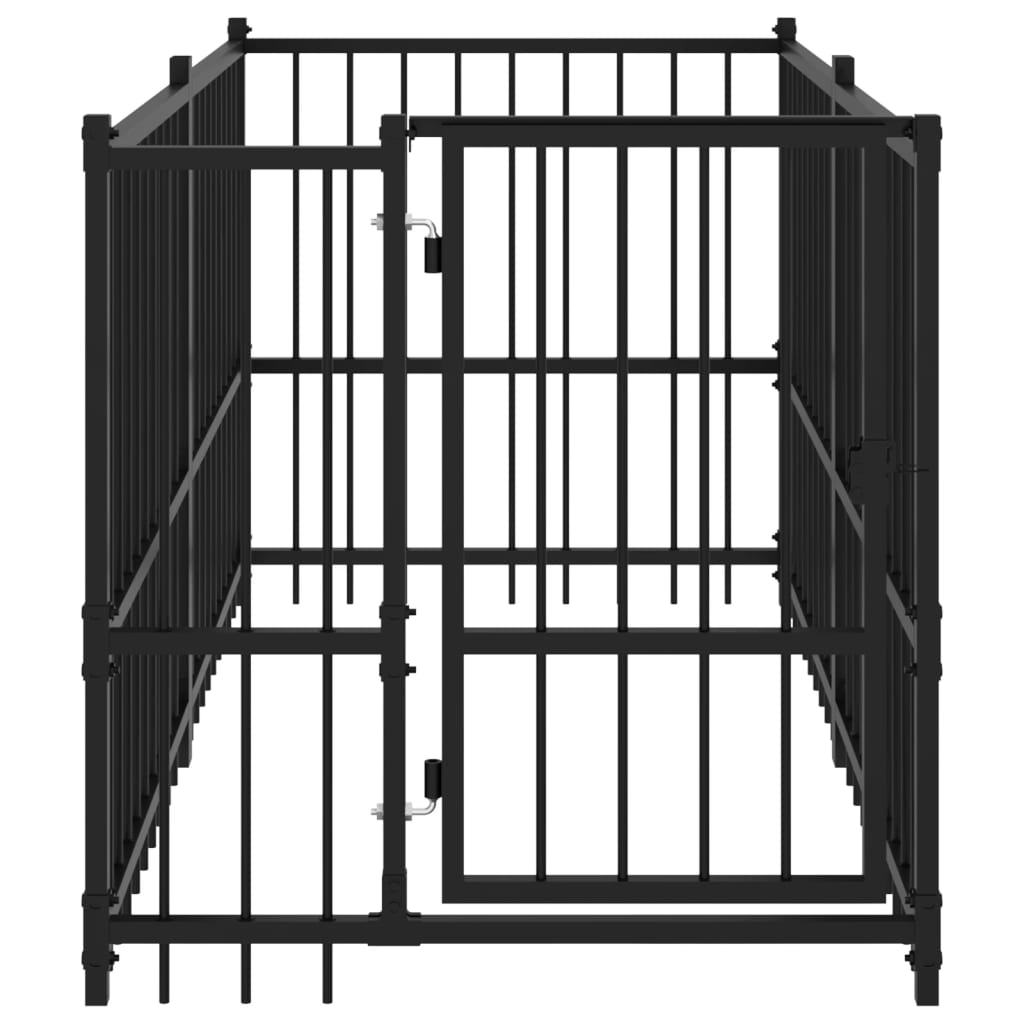 Vidaxl Dog Kennel 193.5x97x100 cm en acier noir