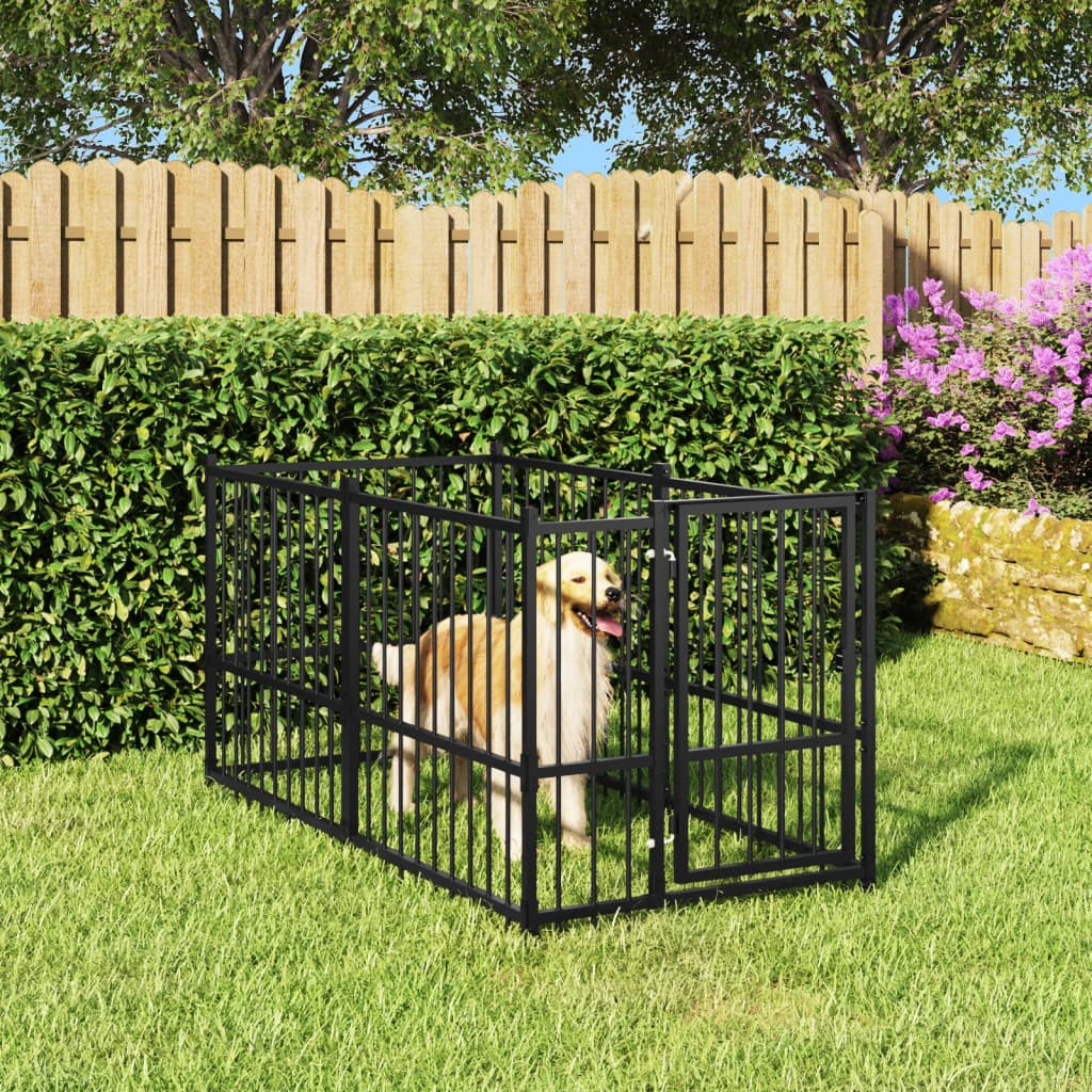 Vidaxl Dog Kennel 193.5x97x100 cm en acier noir