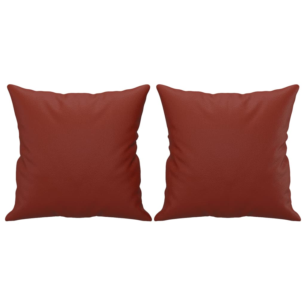 Vidaxl Coussins décoratifs 2 ST 40x40 cm Vin en cuir artificiel rouge