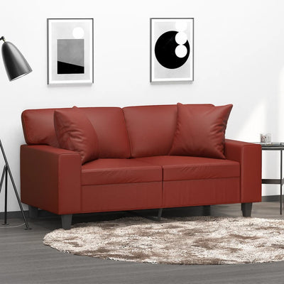 Vidaxl Coussins décoratifs 2 ST 40x40 cm Vin en cuir artificiel rouge
