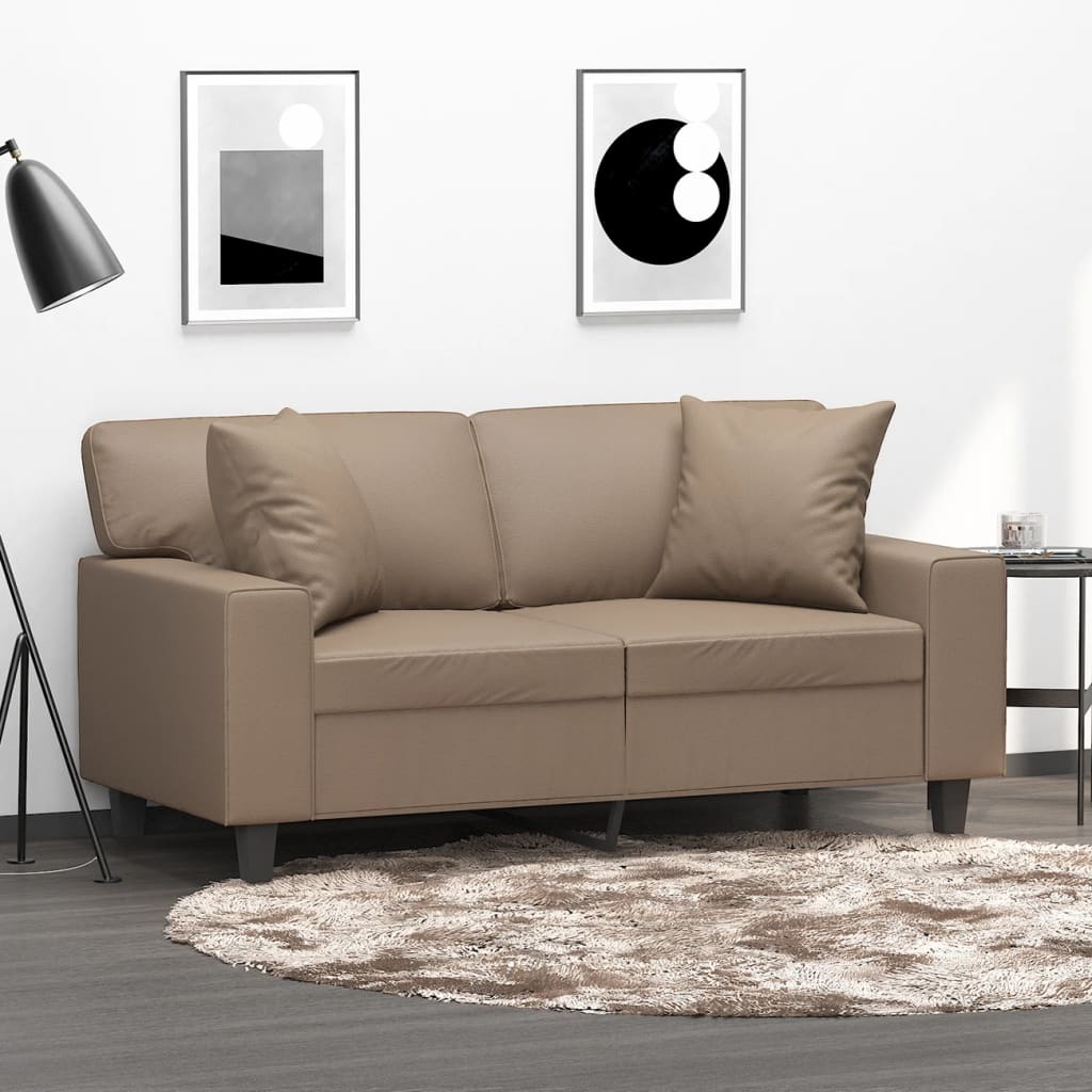 Vidaxl Coussins décoratifs 2 PCS 40x40 cm Cappuccino en cuir artificiel