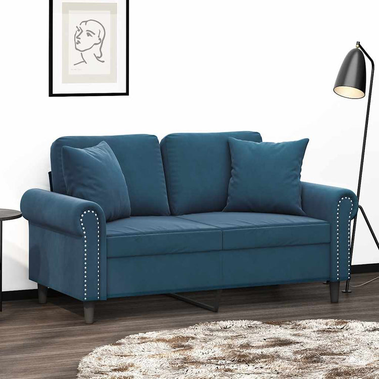 Vidaxl Coussins décoratifs 2 ST 40x40 cm Bleu en velours