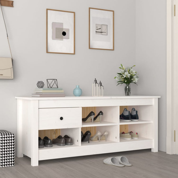 Armoire à chaussures Vidaxl 110x38x45,5 cm en pin massif blanc