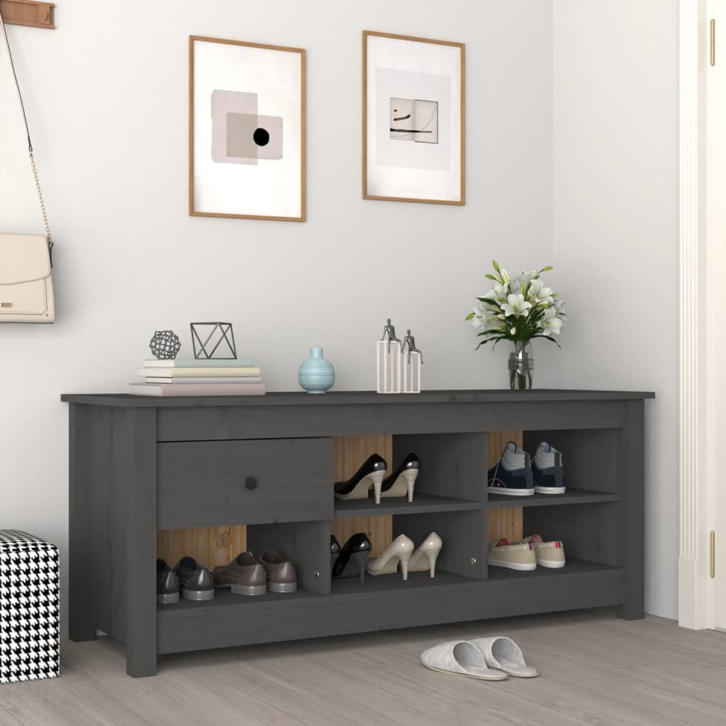 Vidaxx armoire à chaussures 110x38x45,5 cm bois de pin massif gris