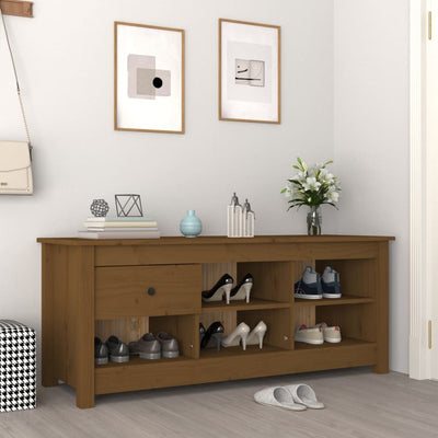 Armoire à chaussures vidaxl 110x38x45,5 cm en pin massif marron