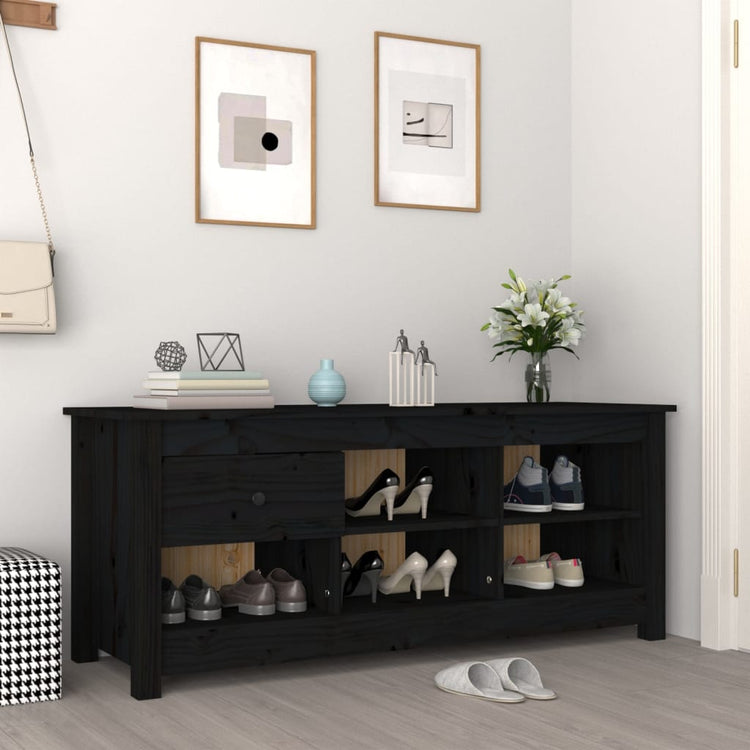 Armoire à chaussures Vidaxl 110x38x45,5 cm Pine solide noire