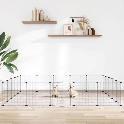 Cage Vidaxl animaux avec porte 20 panneaux 35x35 cm en acier noir