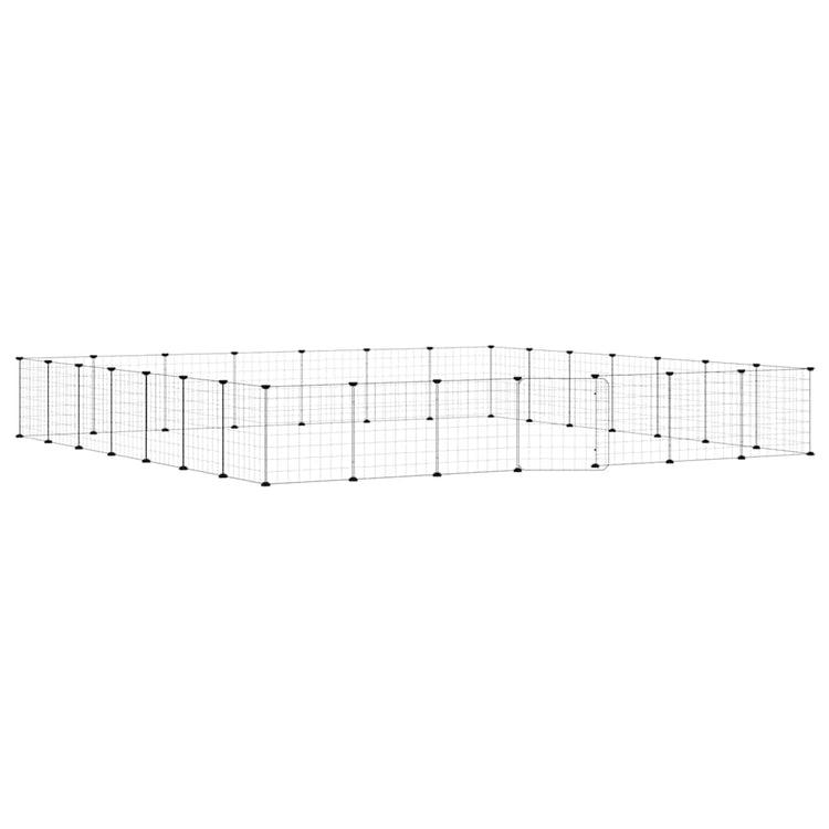 Vidaxl Petts Cage avec porte 28 panneaux 35x35 cm en acier noir