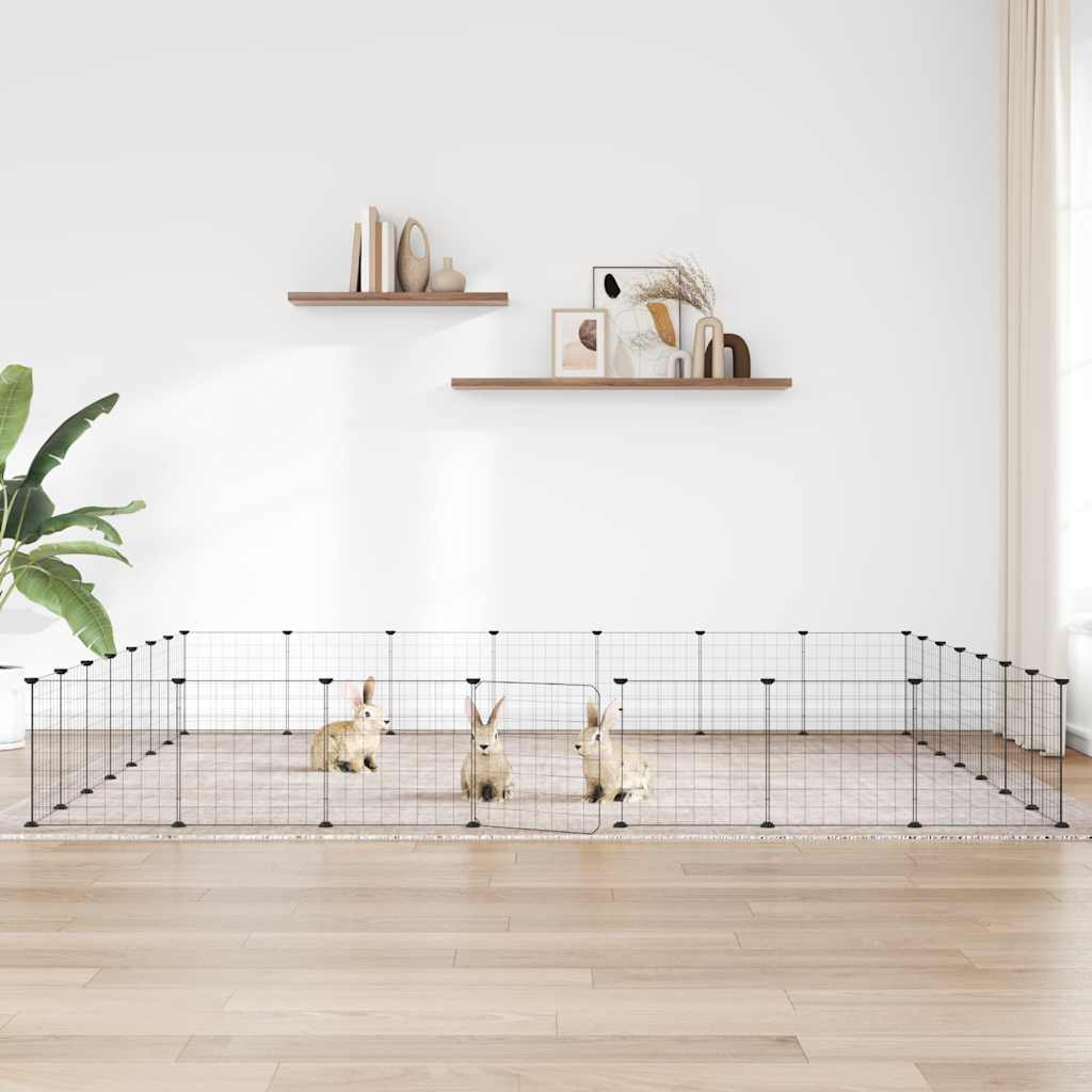 Vidaxl Petts Cage avec porte 28 panneaux 35x35 cm en acier noir